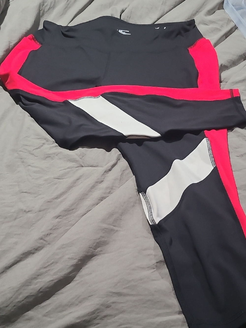 Lane Bryant Black LIVI Soft Leggings with White & Red Striping